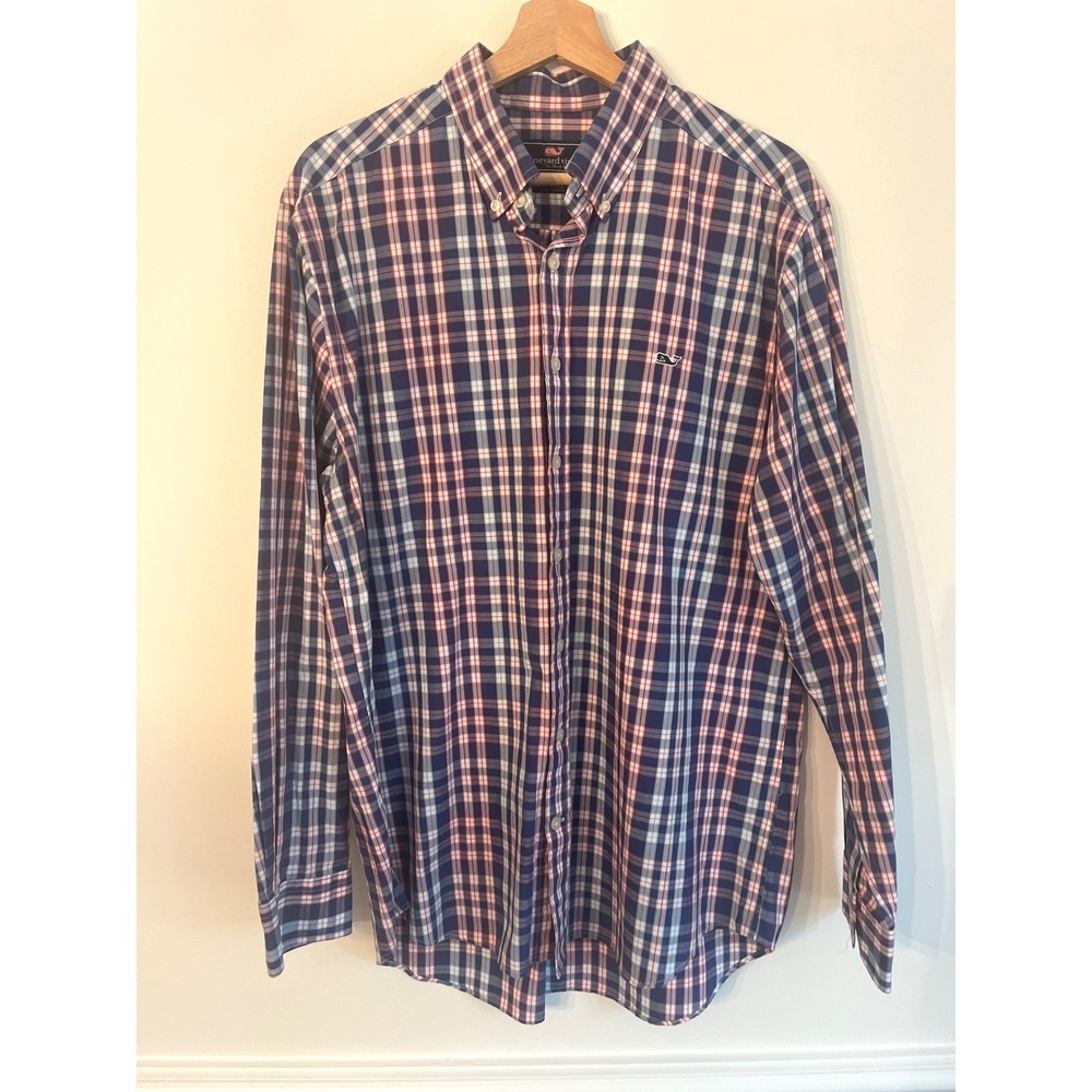 Vineyard Vines Men's Slim Fit Whale Shirt Plaid 100% Cotton Size Large - Picture 1 of 9